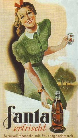 Реклама Фанты периода Второй мировой войны, с оригинальным логотипом того времени